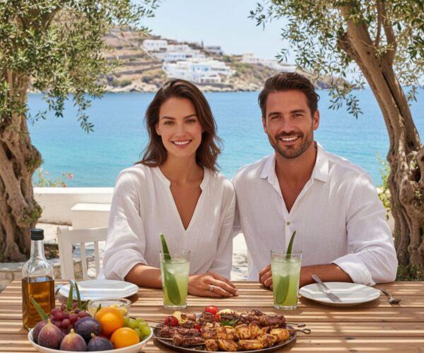 The Noon Table in Naxos: Salt Skin, Charred Meat, Cold Fruit, and a Longer Life