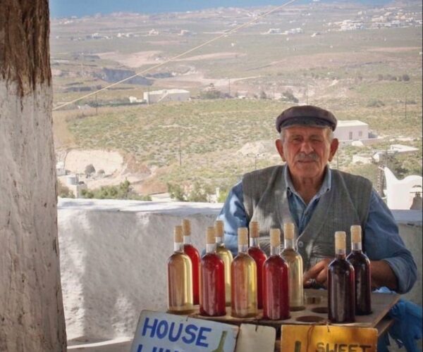 The Santorini Wine Seller Is the Real Mediterranean Maxxing Guru